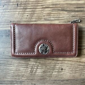 Brighton London Groove Vintage Leather Wallet with Silver Accent